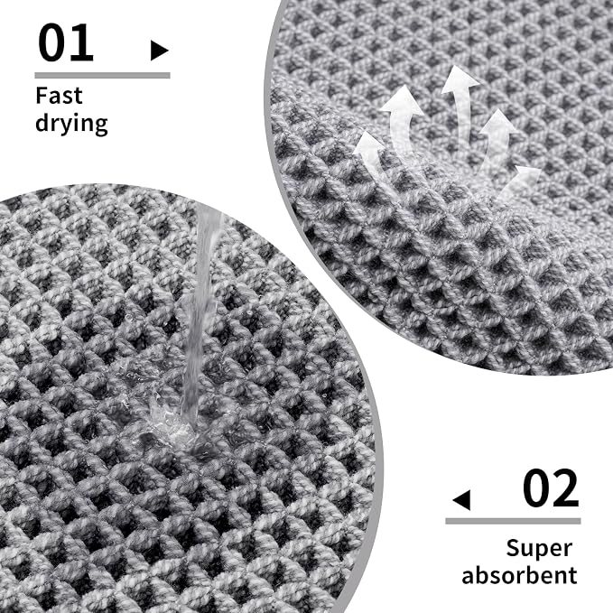 Disolla Waffle Bath Mat, Non Slip Absorbent Bathroom Runner Rug, Washable Quick Dry Ultra Soft Long Bathroom Floor Mat, Large Dark Grey & White Bath Rug for Tub Shower, 24''x70''