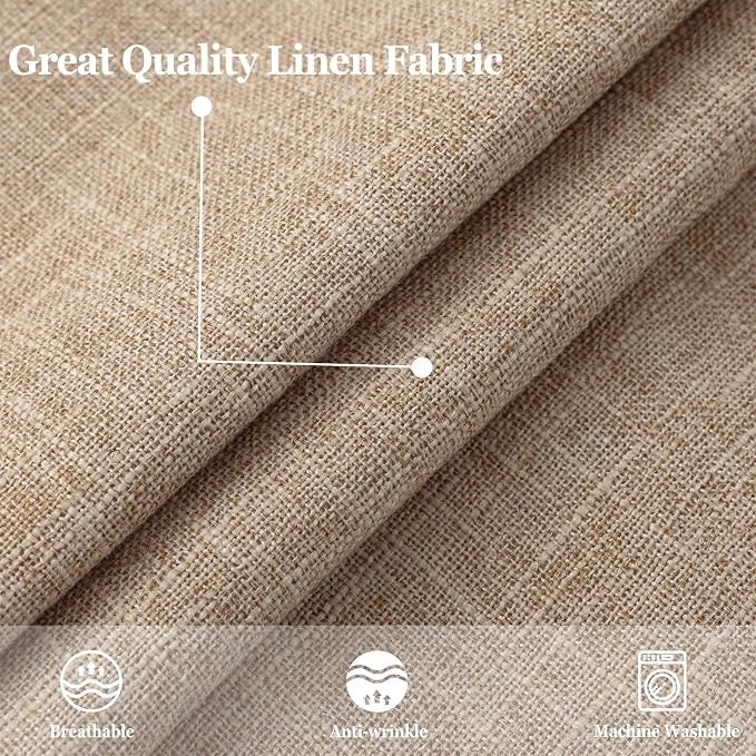 decorUhome Summer Decorative Throw Pillow Covers 22x22 Set of 2 Square Faux Linen Farmhouse Euro Sham Pillow Covers with Stitched Edge Outdoor Pillow Covers for Couch Sofa Living Room, Taupe