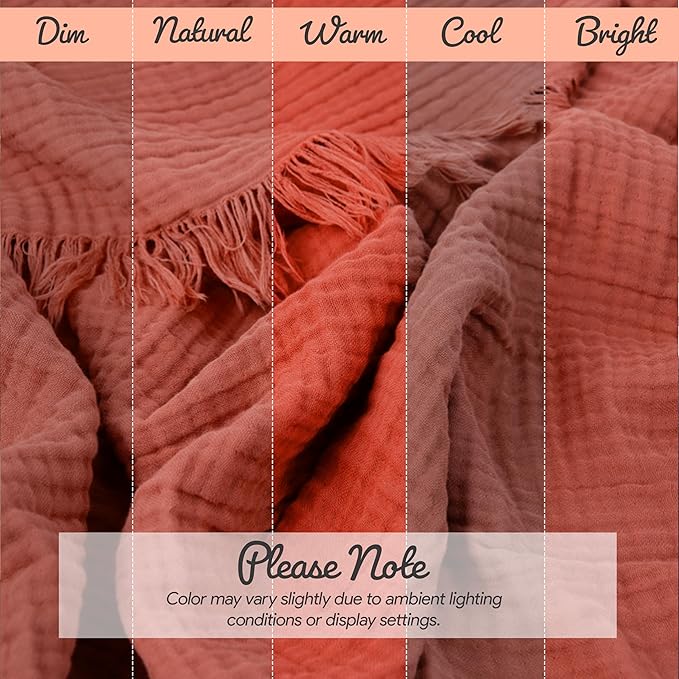 Washable Sofa Cover %100 Pure Cotton, Terracotta Couch Covers for Loveseat, Futon, Sofa, Sectional L Shape, U Shape, 4 Layered Natural Muslin Cloud Like Couch Cover (Terracotta, 70x118"/177x300cm)