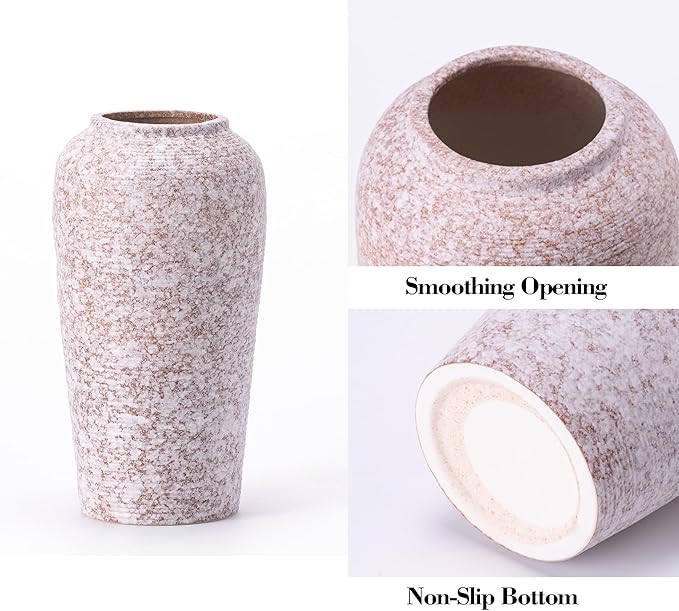 Stone Vase Set 3 Modern Decor Ceramic Vases Rustic Farmhouse Home Tea Table Office Room Desk Large Vases Ornament Pottery
