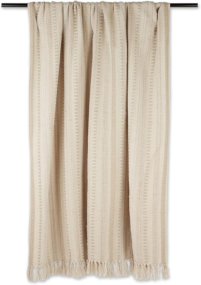 DII Braided Striped Decorative Throw Blanket, 50x60, Vintage Linen