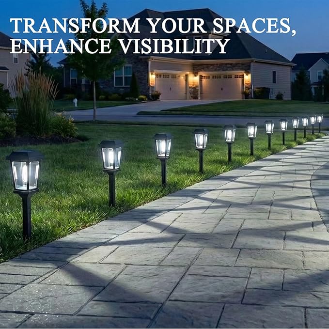 10 Pack Solar Pathway Lights Outdoor, Auto On/Off LED Solar Garden Lights, Decorative Landscape Lighting for Path Yard Walkway Driveway