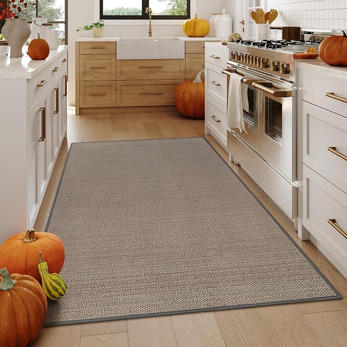 Lahome Noe Farmhouse Entry Rug, 3x5 Washable Rugs for Living Room Bedroom Aesthetic Indoor Door Mats for Entryway, Neutral Non Slip Stain Resistant Floor Carpet for Dorm Bathroom, Grey