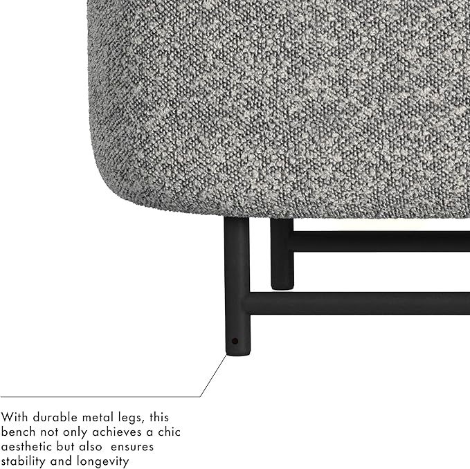 HomePop Ellipse Modern Storage Bench with Metal Legs |Homepop Home Décor|Bench with Storage for Living Room & Bedroom - Gray