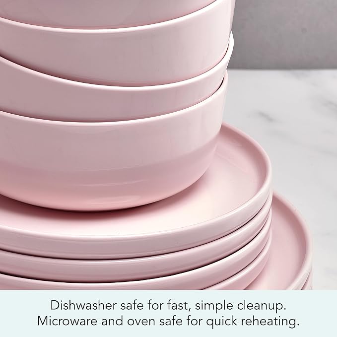 Mikasa Madison Misty Pink Bone China Dinnerware Set, 12-Piece Service for 4, Includes Dinner Plates, Salad Plates and Cereal Bowls, Dishwasher Safe