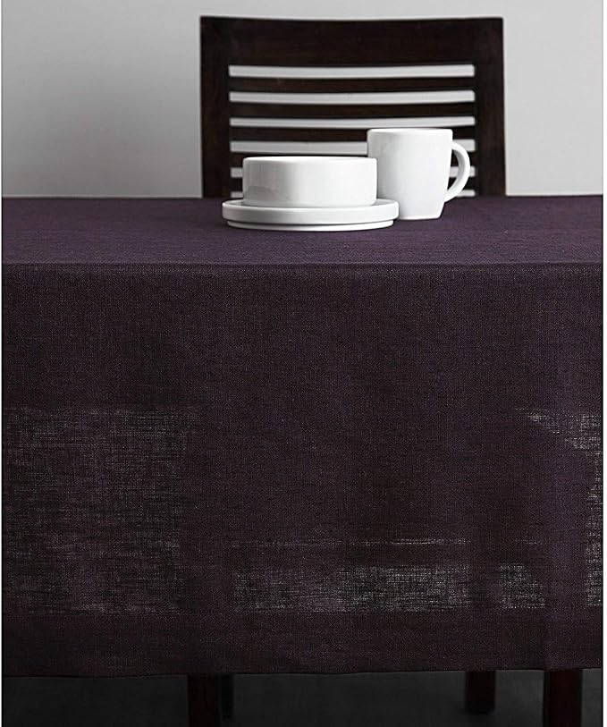 Solino Home Linen Tablecloth 60 x 120 Inch - 100% Pure Linen Grape Table Cloth for Rectangle Tables - Athena, Machine Washable Tablecloth for Summer