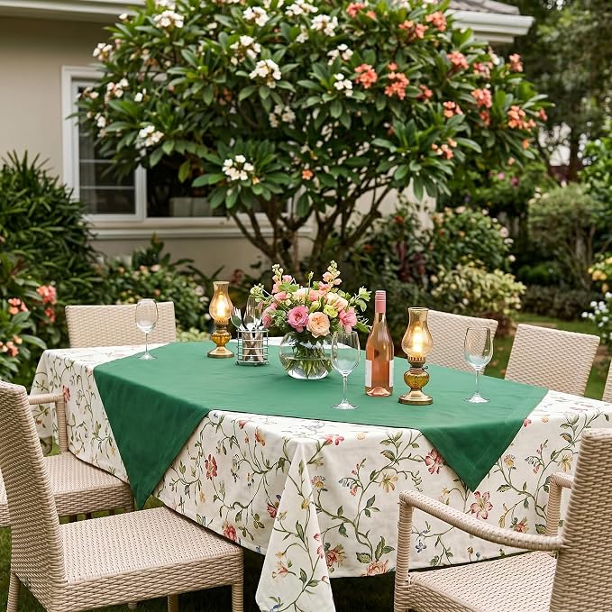 Solino Home Linen Square Tablecloth 52 x 52 Inch - 100% Pure Linen Pine Green Table Throw - Fete, Machine Washable Table Cloth