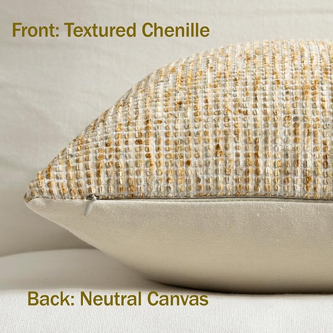 Pack of 1 Neutral Body Pillow Covers 20x54 Boho Textured Dots Stripe Chenille Rectangular Long Decorative Lumbar Pillow Cases Accents for Living Room Couch Bed Farmhouse Home Decor, Sudan Brown