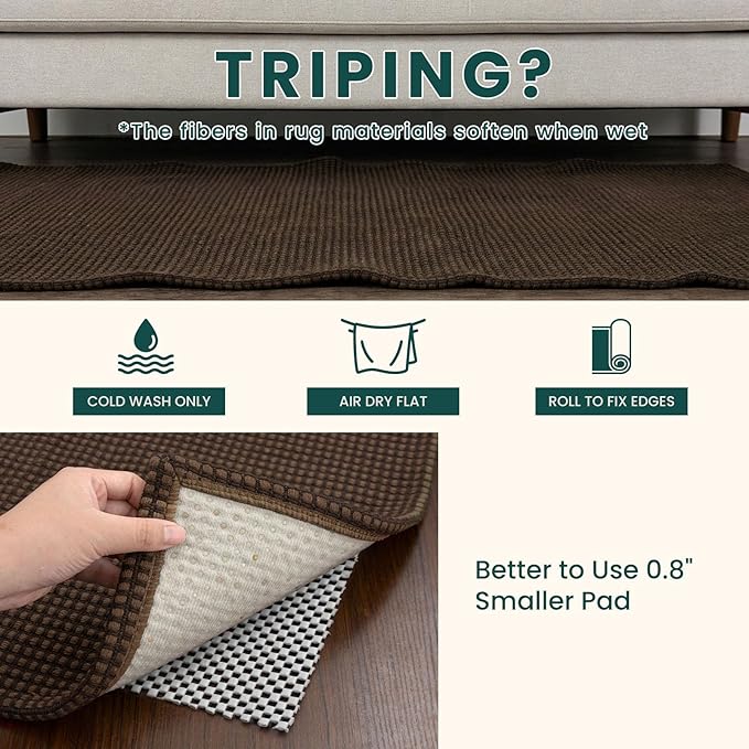 KOZYFLY Cotton 2.5'x12' Runners Rugs for Hallway, Long Washable Runner Rug, Woven Non Slip Kitchen Runner, Braided Entryway Rug, Floor Carpet for Entry, Aisle, Hall, Brown/Dark Brown