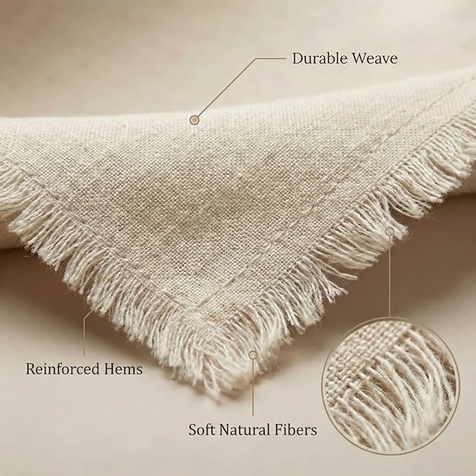 ACCENTHOME Natural Cotton Linen Napkin Set of 6 18x18 inch Dinner Napkins - Washable Soft Premium Hotel Quality Reusable Napkins Perfect Table Napkins for Family Dinners, Weddings & Everyday Use