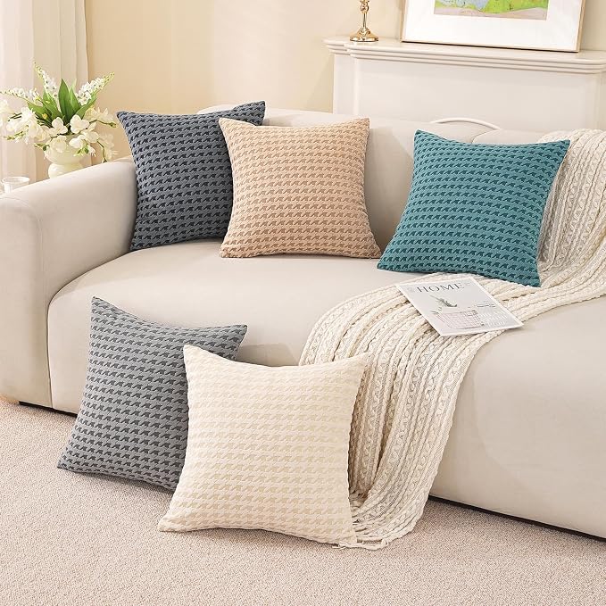 MAXIJIN Pack of 2 Throw Pillow Covers 18x18 Inch, Decorative Soft Couch Pillow Covers Square Accent Cushion Cover Farmhouse Pillow Cases for Sofa Bed Living Room Home Decor, Army Green