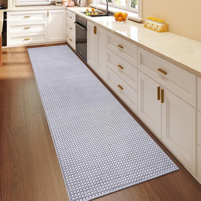 YDKGL 2x8 ft Hallway Runner Rug Extra Long Boho Woven Kitchen Runner Rugs Mat Non Slip Washable, Soft Entryway Laundry Hall Floor Runner Carpet for Indoor Backdoor Bedroom Hallway Living Room, Gray