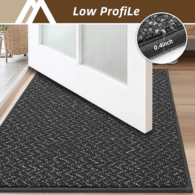 COSY HOMEER Door Mat 17" x 60" Non Slip Absorbent Entryway Rugs Dirt Trapper Doormats Washable Entrance Mats Low Pile Welcome Floor Mat for Front Back Door and Entry Mats,Dark Grey(Roll Packing)