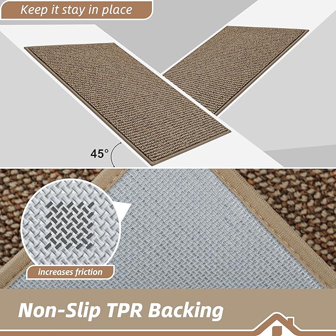 BEQHAUSE Kitchen Runner Rugs 32"x84", Non-Slip Kitchen Mats for Floor, Super Absorbent and Stain Resistant Kitchen Rug, Machine Washable Rugs for Kitchen, Hallway, Laundry & Sink, Taupe