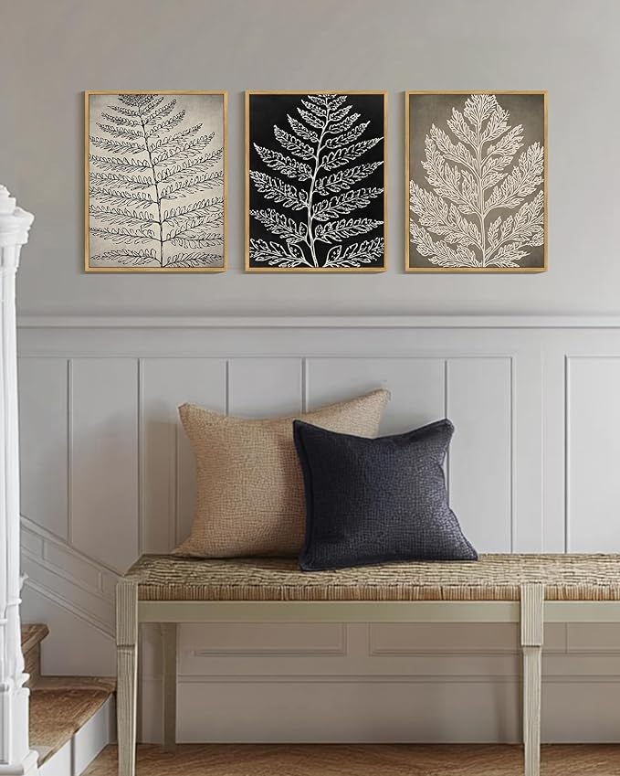PHOPAGO Vintage Antique Botanical Framed Wall Art Bohemainn Retro Tan Plant Leaf Wall Decor Nature Mid Century Modern Decor - 11x14in Natural Framed