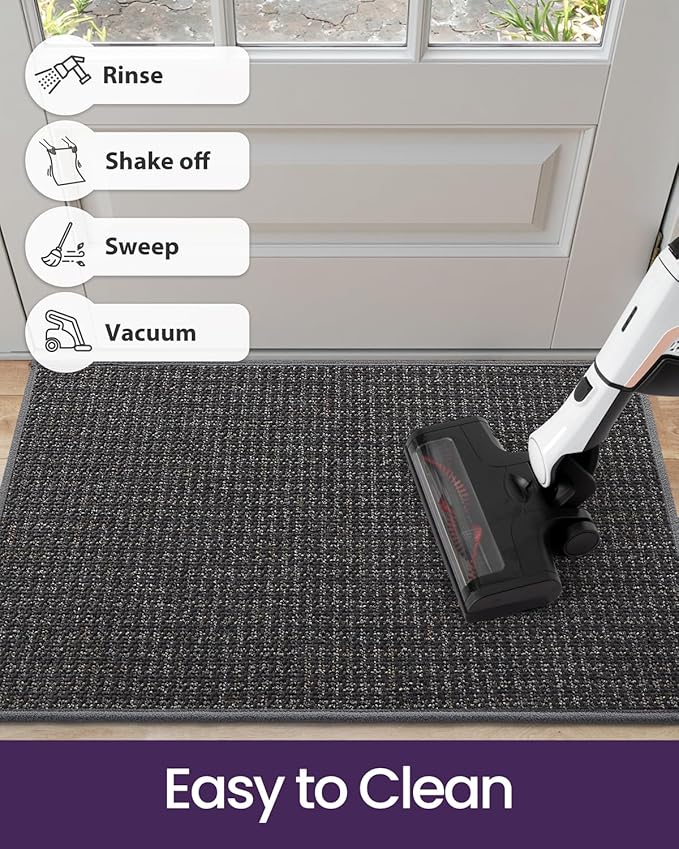 DEXI Door Mat for Entrance 32x48, Non Slip Entry Doormats for Inside House, Low Profile Entryway Doormat, Dirt Trapper Front Door Mats for Patio Porch, Dark Grey