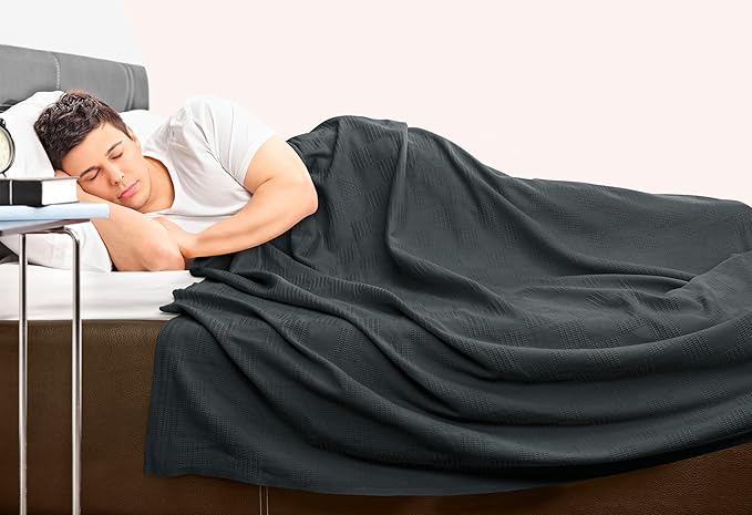 Utopia Bedding 100% Cotton Thermal Blanket Smoke Gray King Size Soft, Lightweight, Breathable, Cozy Spring and Summer Blankets for Bed, Home Room Decor Gifts for Women and Men (90x108 Inches)