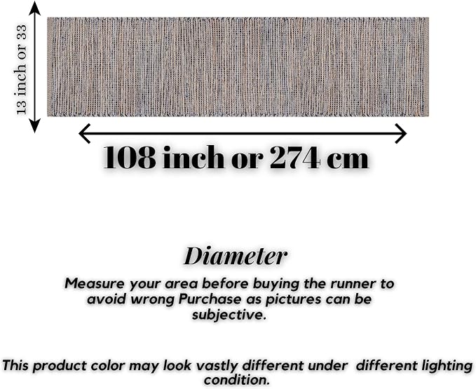Boho Jute Table Runner for Dining Tables, Rustic Gray Table Runner Farmhouse Style , Cotton and Jute Neutral Colorful Indoor Kitchen Decor, 13 X 108 Inch, - Natural- Grey