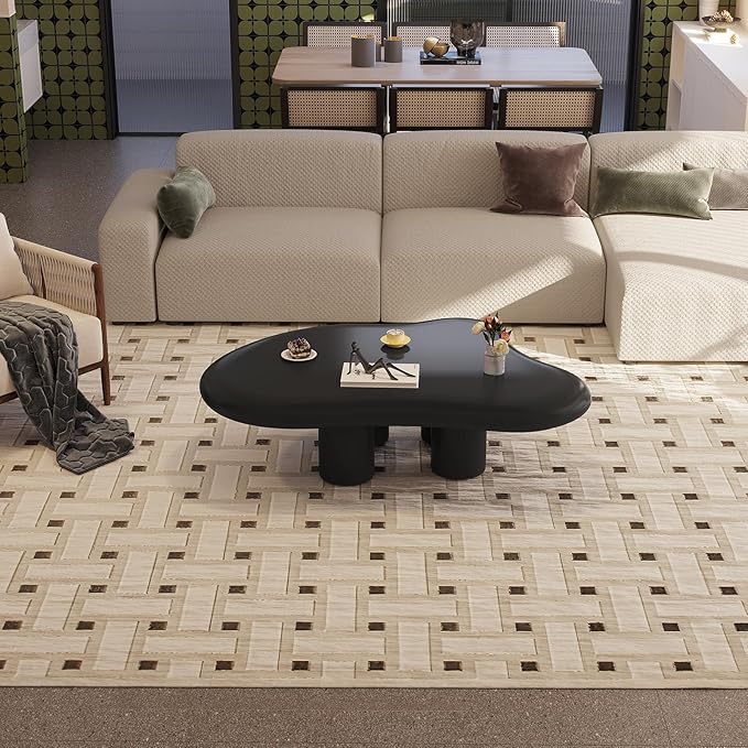 Guyii Cloud Coffee Table with 18.89" Legs, Cute Coffee Tables, Black Modern Tea Table, Irregular Indoor End Table for Living Room, Free Shape Center Tables with 4 Legs