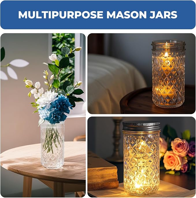 12 oz Regular Mouth Mason Jars with Airtight Lids and Bands,15 Pack Glass Canning Jars,Preserving Jar for Pickling,Fermenting,Jams,Fruits Salad and Food Storage