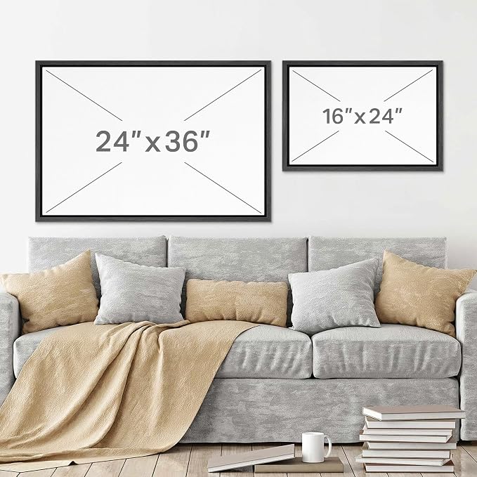 SIGNWIN Framed Canvas Print Wall Art Calm Neutral Beach Horizon Minimal Coastal Landscape Illustrations Modern Art Decorative Boho Relax/Zen Nordic for Living Room, Bedroom, Office - 16"x24" BLACK