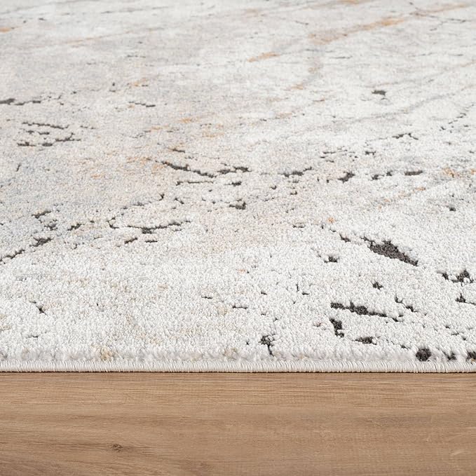 Rugshop Drifted Marble Abstract Area Rug Durable, Kid & Pet Friendly Gray, Ivory, Neutral Tones 6' 6" x 9' Great for Under Dining Sets, Large Bedrooms, or Home Offices