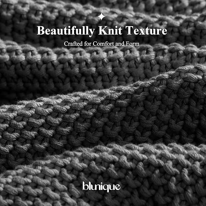 100% Cotton Cable Knit Throw Blanket, Large Lightweight Soft Knit Blanket for Sofa Couch Bed, Breathable All-Season Throw, Cozy Decorative Blanket, 60 x 80 Inch,Grey