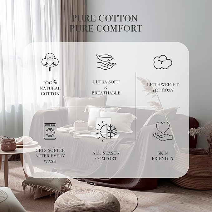 Extra Large Washable Sofa Cover %100 Pure Cotton, Gauze Couch Covers for 4 Seater, Sectional Sofa, Oversize 4 Layered Muslin Natural Fabric, Cloud Like Couch Cover (Brown, 95x181" / 240x460 cm)