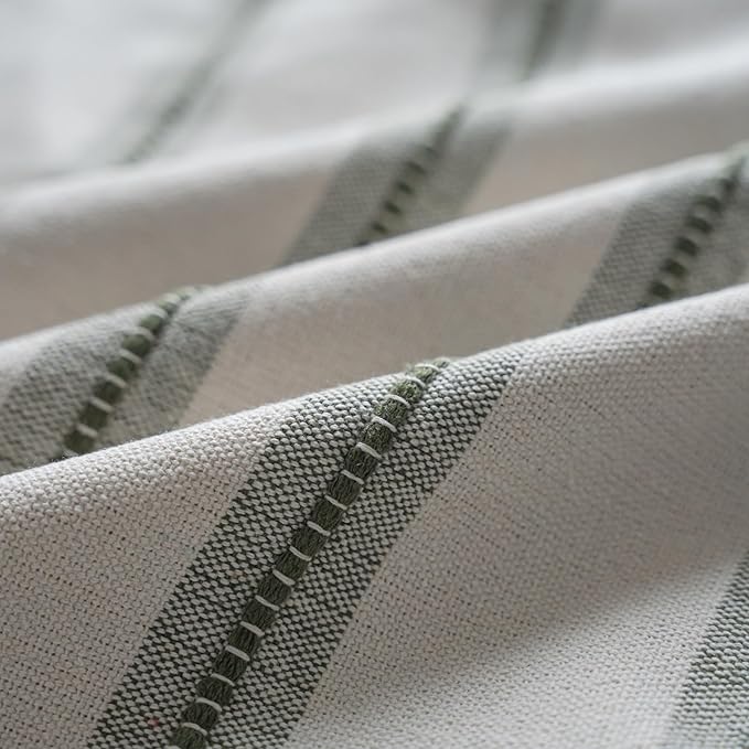 Cethom Boho Throw Pillow Covers 12x20 Set of 2, Olive Green Striped Decorative Pillow Cases for Couch Chair Bed, Textured Farmhouse Modern Accent Cushion Covers for Living Room Bedroom Sofa Home Decor