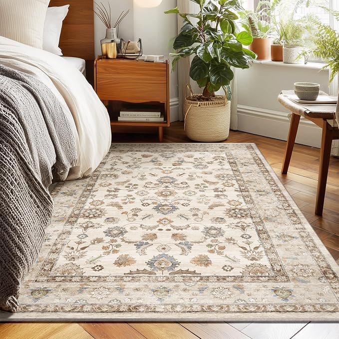 Machine Washable Entryway Throw Rug: Door Mat Indoor Entrance 4x6 Rug Small Area Rug Non Slip Low Pile Kitchen Rug for Front Door Indoor Entrance Entry Kids Room