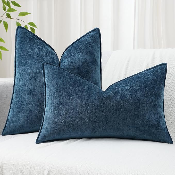 decorUhome Summer Patriotic Coastal Couch Euro Sham Throw Pillow Covers 24x24 Set of 2, Decorative Soft Velvet Chenille Pillow Cases with Elegant Design for Sofa Bed Living Room Home Decor, Poseidon