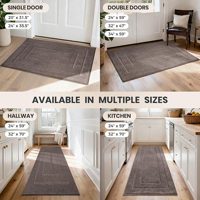 PURRUGS Dirt Trapping Door Mat 32" x 47", Non-Slip/Skid Machine Washable Entryway Rug, Dog Doormat, Super Absorbent Welcome Mat for Muddy Wet Shoes and Paws, Grayish Brown