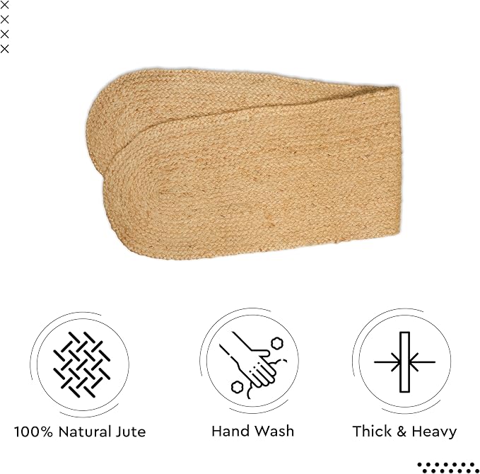 Encasa XO Dining Table Runner | Jute Handmade Style | Size 12x54 in | Jute Natural Bleach Color | for Coffee & Center Table