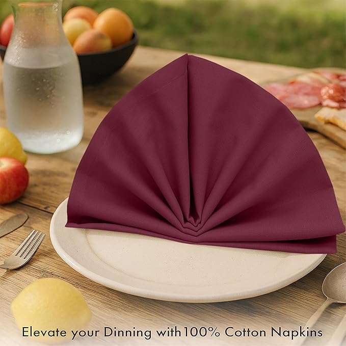 Ruvanti Cloth Napkins Set of 6, 100% Cotton High GSM 18x18 Inches Soft, Washable, Highly Durable & Absorbent, Perfect for Parties, Christmas, Thanksgiving Dinners – Burgundy