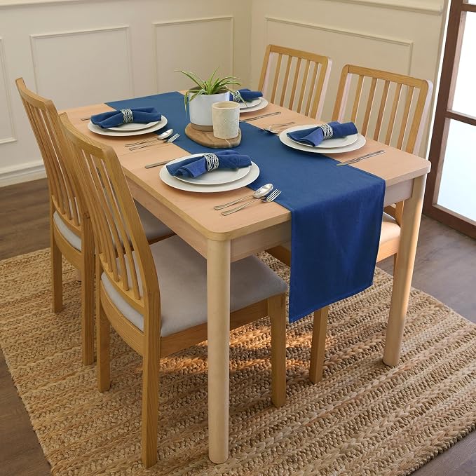 Encasa XO Cobalt Blue Cloth Napkins Set of 6, 17"x17" | Solid Color Cotton Dinner Napkins | Washable & Reusable Wedding Napkins for Holiday Dinners, Party, & Everyday Table Decor