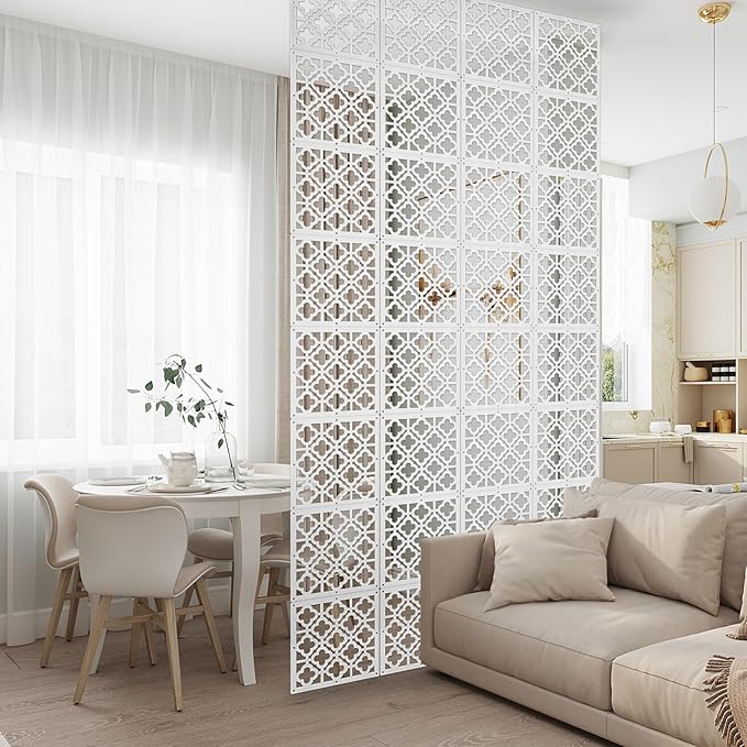 Boshen 12PCS Hanging Room Divider Wall Screen Panel Room Divider Panels Privacy Screen Divider Home Decor for Living Room Bedroom Home Office Restaurant Decor-Window Flower