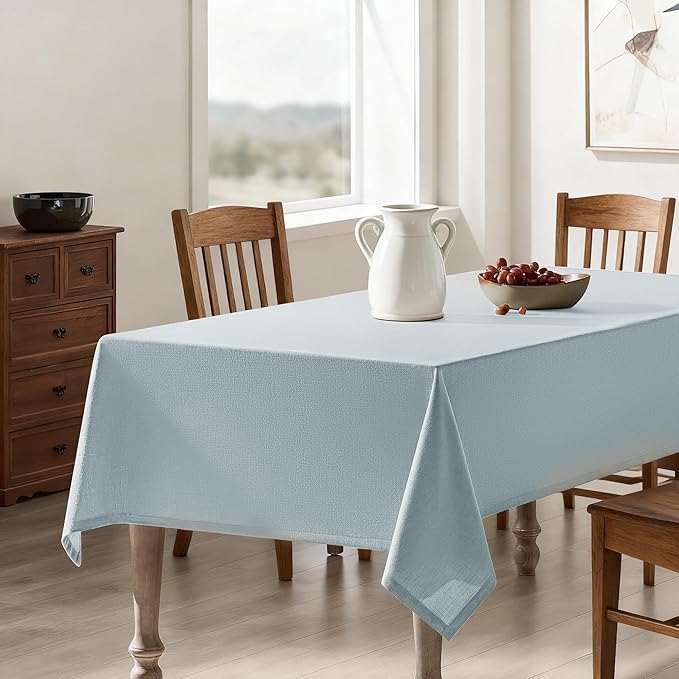 Dusty Blue Rectangle Tablecloth 55 x 120 Inch Linen Table Cloth for 8 Foot Rectangle Table Wrinkle Resistant Washable Fabric Cloth Tablecloth for Buffet Holiday Party Dinner Wedding