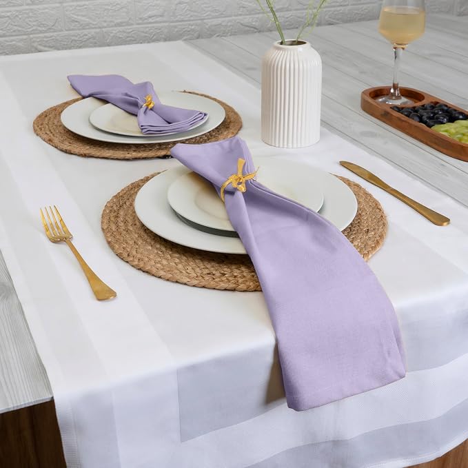 Blue Needles Solid Cloth Napkins Set of 6 Lavender 100% Cotton Dinner Napkins 18x18 inches - Spring Summer Easter - Soft, Reusable, Absorbent & Washable Linen, Ideal for Events Parties & Everyday Use