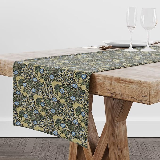 William Morris Floral Table Runner Vintage Flowers Table Runner for Dining Table Decor 13x36 Inch