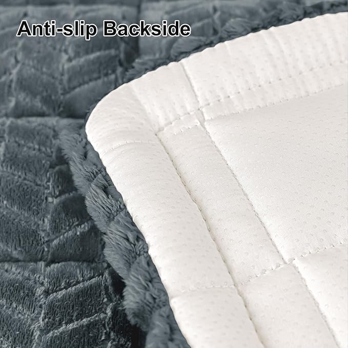 Smiry Non Slip Couch Armrest Covers for Dogs, Fuzzy Pet Couch Arm Covers for Sofa Pet Friendly, Soft Sofa Slipcovers Recliner Chair Arm Protector Washable (Dark Grey, 27.6" x 27.6")