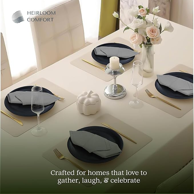 Ash Grey Cloth Napkins 17x17 Inches - Set of 6-100% Cotton, Soft, Absorbent, Durable, Reusable, Washable - Perfect Table Linen for Weddings, Easter, Spring, Formal Events, Dinner