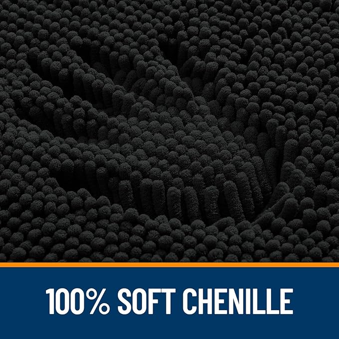 OLANLY Bathroom Runner Rugs 59x24, Extra Soft Absorbent Chenille Bath Rugs, Rubber Backing Quick Dry, Machine Washable Long Bath Mats for Bathroom Floor, Tub and Shower, Home Decor Accessories, Black