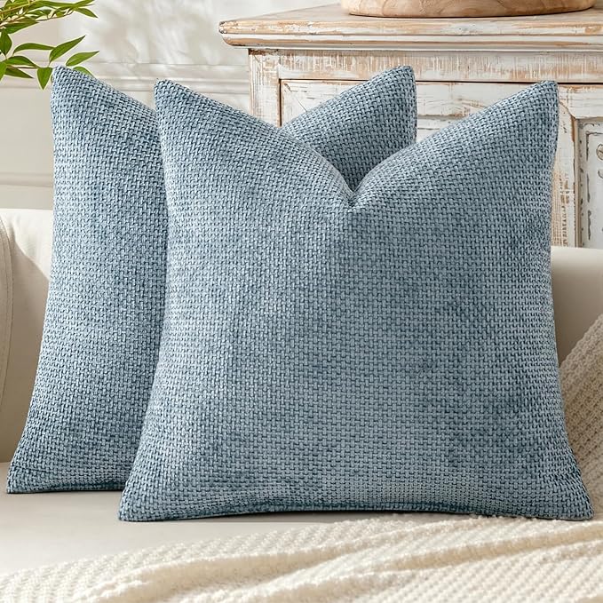 MIULEE Pack of 2 Coastal Blue Throw Pillow Covers 16x16 Inch Summer Modern Boho Accent Decorative Pillow Covers Soft Farmhouse Cushion Covers for Home Decor Couch Bed Sofa Living Room