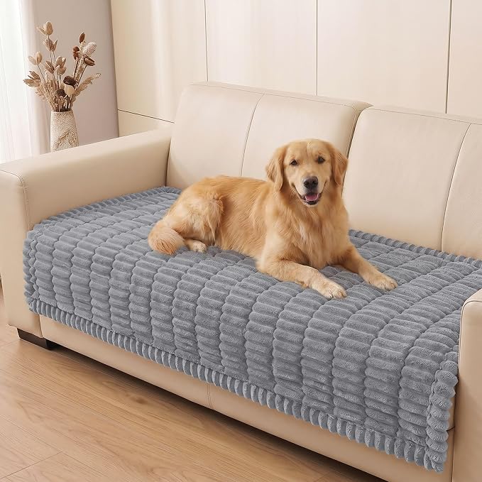 Smiry Couch Cover for Dogs, Non Slip Washable Sofa Protector for Pets, Soft Furniture Cover for Pet, Stylish Sofa Covers, Cozy Protect Against Fur, Dirt & Everyday Messes (Grey, 35.4" x 70.9")