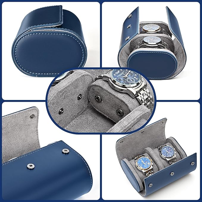 2 Watch Travel Case for Men and Women, Luxury Leather Portable Watch Box Organizer for Home Storage, Travel and Display