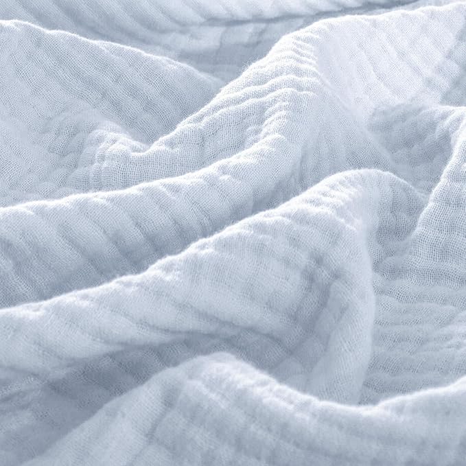 PHF 100% Cotton Muslin Blanket Queen Size 90"x90", 4-Layer Lightweight Gauze Throw, Breathable Cloud-Soft Minimalist Blanket for Bed, Couch, Camping, Ancient Water, Ideal Gift