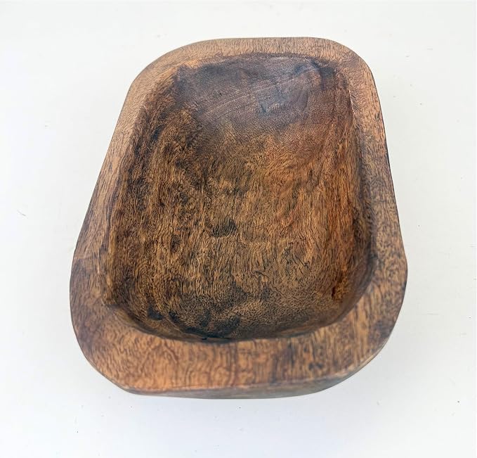 ANDALUCA Natural Mango Wood Rectangular Decorative Bowl (10 Inch)