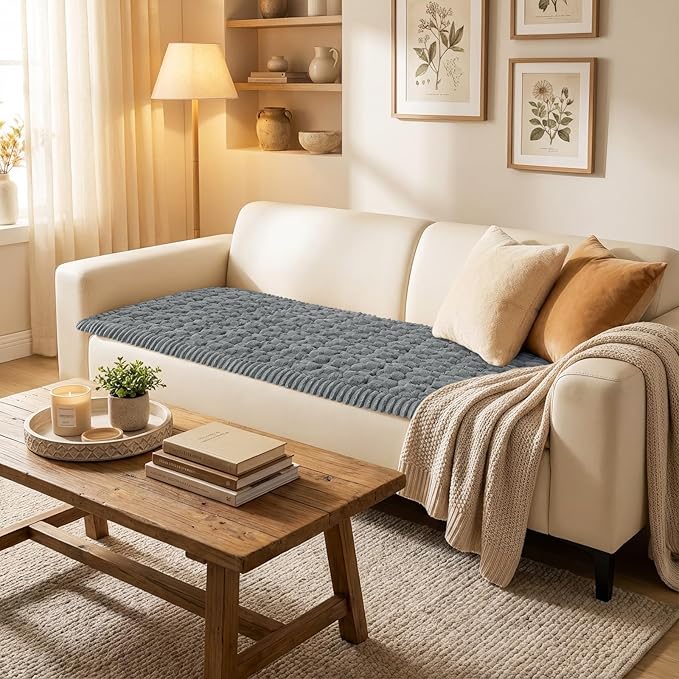 Smiry Couch Covers for Dogs Washable, Non Slip Fuzzy Pet Couch Covers for Sofa, Soft Thick Sofa Slipcovers Furniture Protector Pet Friendly (Grey, 27.6" x 70.9")