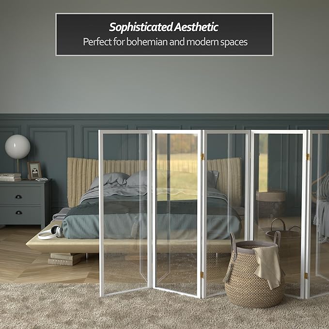 4 ft. Short Clear Plastic Partition White 6 Panel