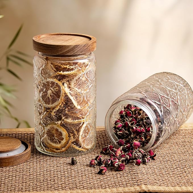 32Oz Glass Jar with Lid, Candy jar, Cute jar, Vintage Glass Storage Jar for Sugar, Coffee, Tea, Spice, Flour, Candy Cookie, Pasta, Cereal